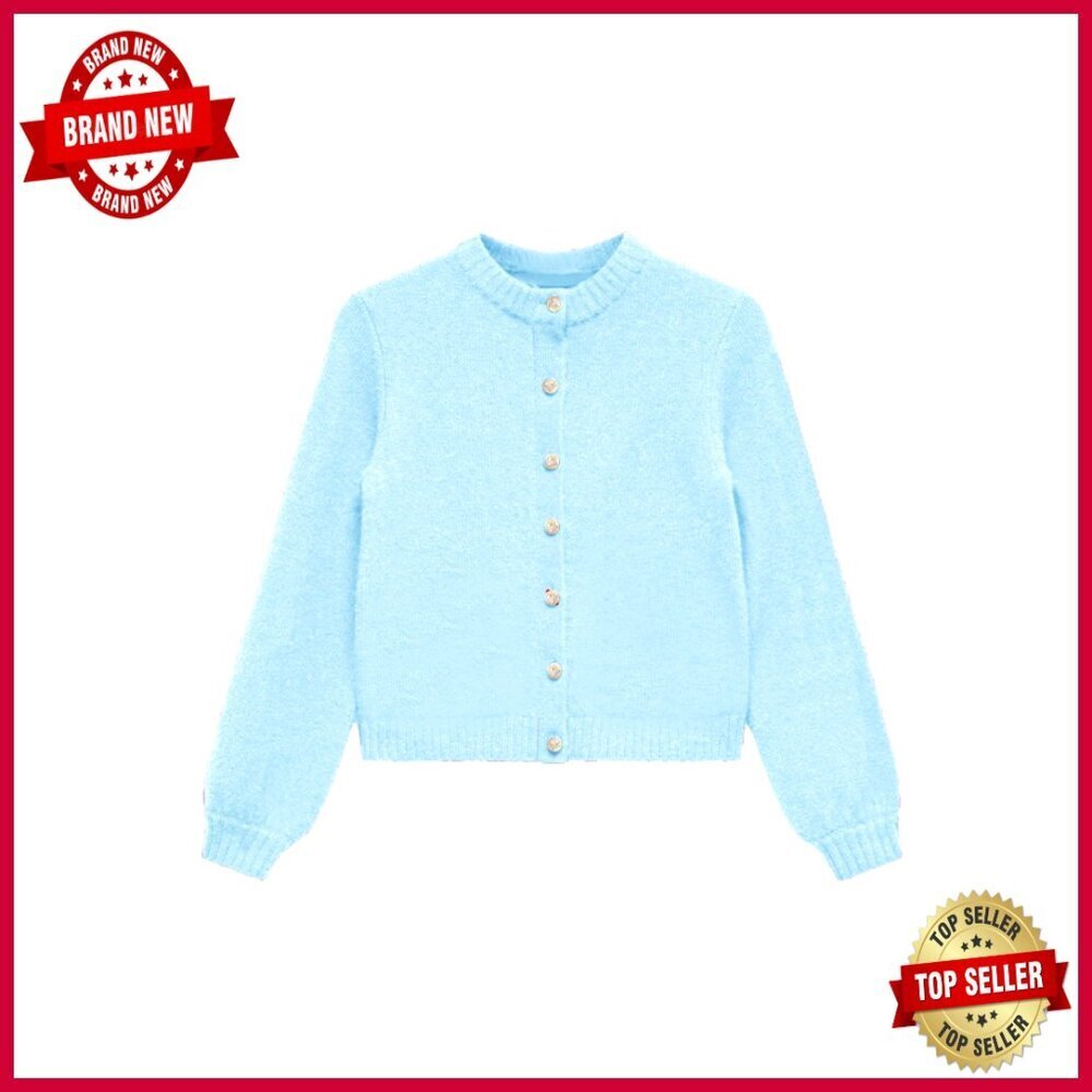 Cropped Cardigan Sweater Long Sleeve Button Front Knit Casual Outerwear